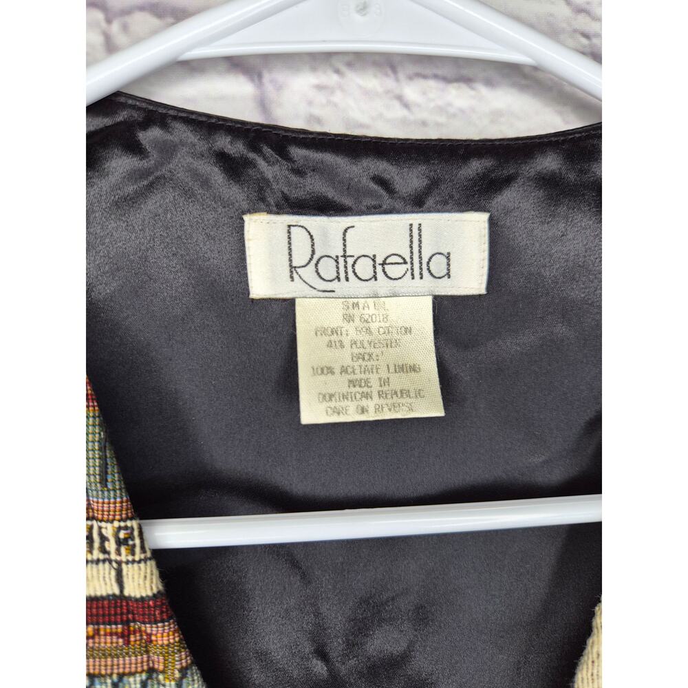 Vtg 90s Rafaella Western Tapestry Vest Small Cowboy Saloon Jail Wagon Waistcoat - Picture 3 of 4